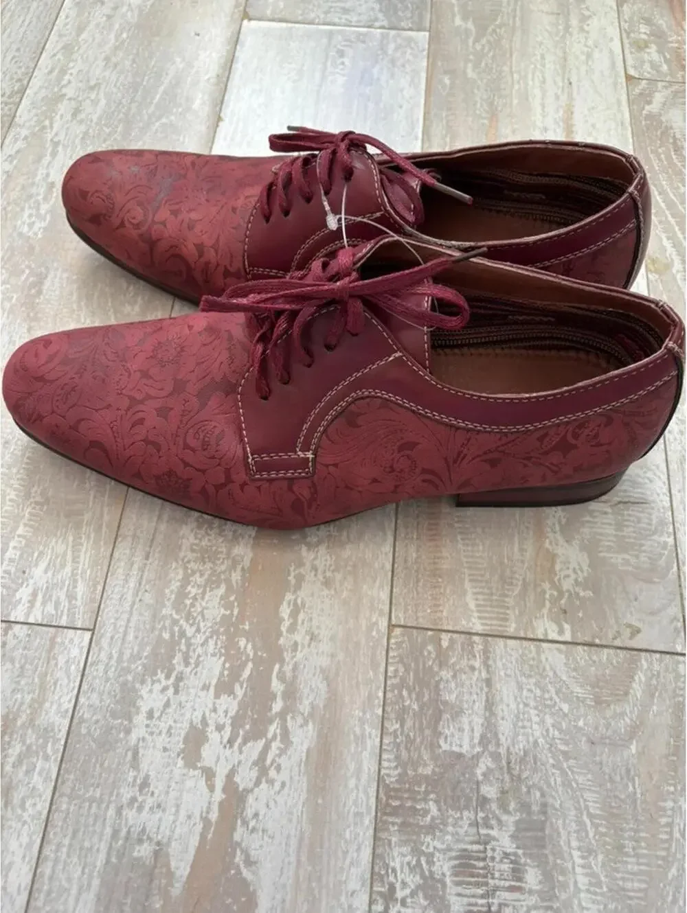 Franco Aldo maroon suede‎ sz 7.5 lace up dress shoes